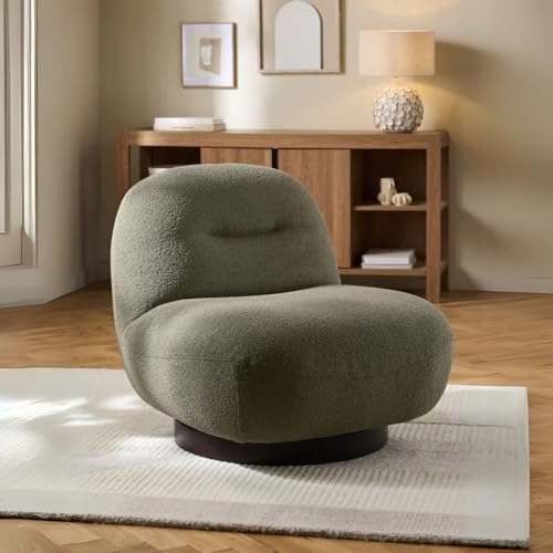 Image of Kingsman Furnitures Otis Swivel Accent Chair 360 Degree Rotating Luxury Lounge Chair for Living Room & Bedroom | Premium Upholstery, Modern Design, Comfortable Seating (Moss Green)