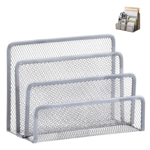 Sliver Metal Letter Sorter 3 Tier - Envelope Holder Mail Organizer Vertical File Holder for Office Countertop Desk