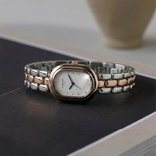 Image of Carlton London Women Cecil Analog Watch, Oval Dial, Stainless Steel Strap, Quartz Movement, 30M Water Resistant, Casual Wear