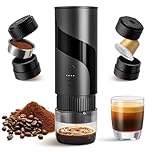2 in 1 Portable Electric Coffee Maker None Self-heating, 20-Bar Portable Espresso Maker Rechargable, Travel Coffee Maker for Car, Camping, Office, Compatible with Coffee Powder and Nespresso Capsule