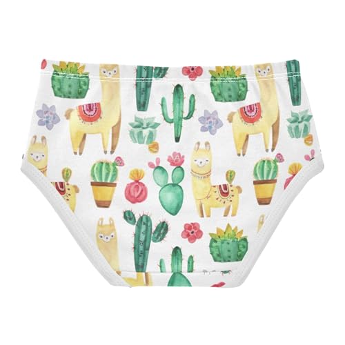 Stylish Girls Underwear Toddlers 2t Cotton Panties Little Girl Yellow Llamas Plants Cactus Briefs Underpants2