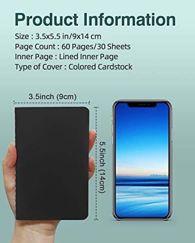 Lzerking Mini Notepads Bulk 36 Pack Small Journal Pocket Notepad-Black Cover Notebooks 3.5 x 5.5 Inches, 30 Sheets/60 Pages, for Kids to Writing