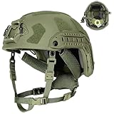 HoveeLuty Fast Helmet Leichter Super High Cut Helm mit Schienenadapter, verstellbarem Riemen, integriertem Kopfschutz für Outdoor-Sportarten, Army Green Bump Helm, Kampfhelm, Paintballhelm