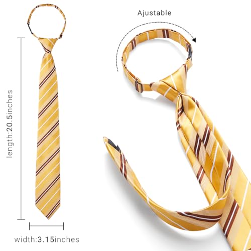 Image of HISDERN Pre Tied Ties for Men Adjustable Mens Tie Classic Paisley Stripe Necktie and Pocket Square Set for Wedding Party