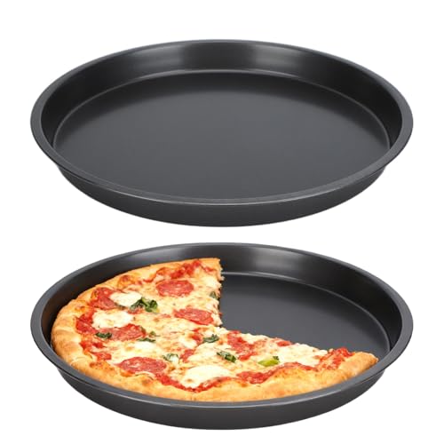 Tomotato 2 Pack 10 Inch Deep Dish Pizza Pan for Oven, Heavy Duty Nonstick Carbon Steel Round Baking Tray, Dishwasher Safe & Warp Resistant – for Homemade Pizza, Cookies, Pie, Cake, Roasting (10in) by Tomotato - Used condition - US$14.81