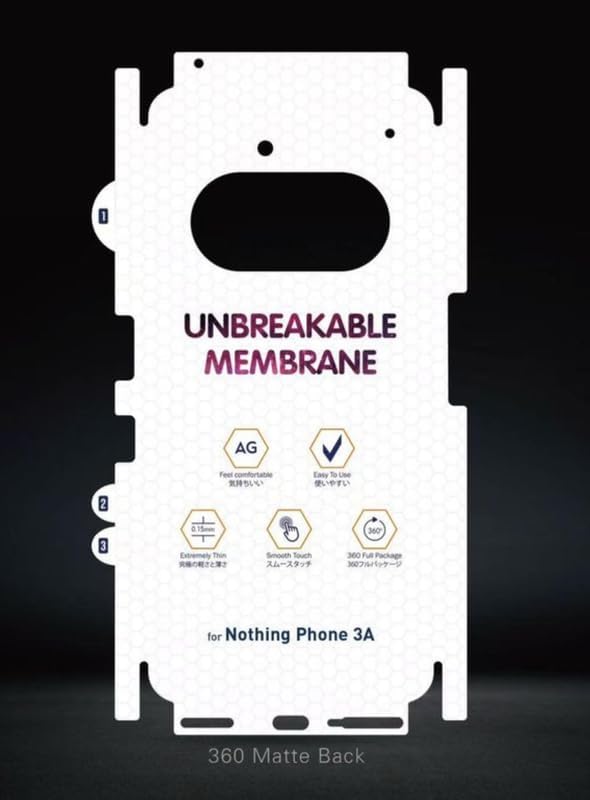 Image of MACLEN Matte Finish Full Body Cover Back Protector Compatible with Nothing Phone 3A 5G| Unbreakable Membrane Scratch Guard Full Fit Protective, Case Friendly, (Back & Side) (Pack of 1)