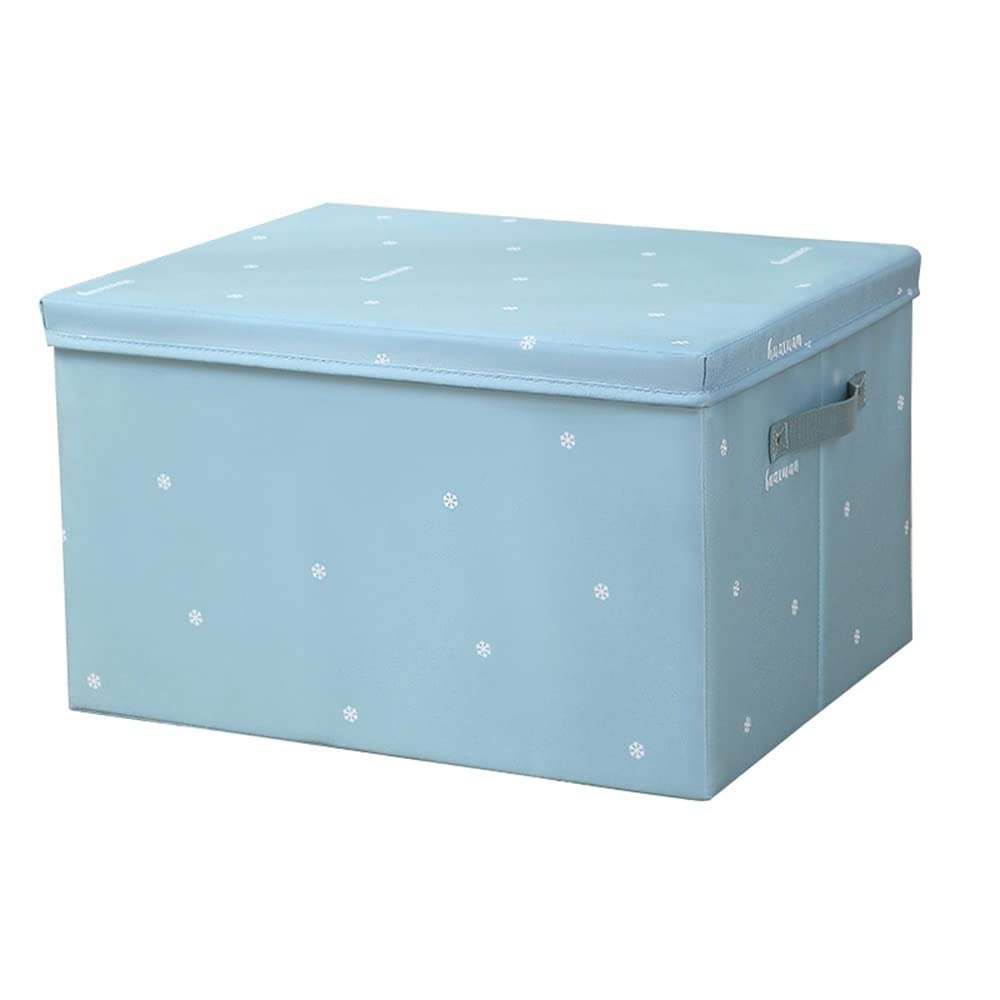 ETRGFTHU Clothes Storage Box Household Foldable Large Capacity Organizer Wardrobe Sundries Storage with Handle Design Dustproof with Cover(Blue,35cm*28cm*18cm)