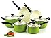 Cook N Home NC-00358 Nonstick Ceramic Coating 10-Piece Cookware Set, Green