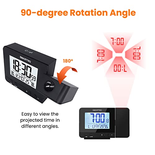 SMARTRO Digital Projection Alarm Clock for Bedrooms with Indoor Thermometer - Image 4
