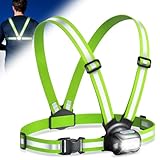 Mohard Luce Running, Alta Visibilità 1800mAh Luce per Corsa Notturna 7 Modalità & 45° Regolabile, Gilet Catarifrangente Lampada Ricaricabile IPX4 Illuminazione 360° per Jogging/Ciclismo/Escursionismo