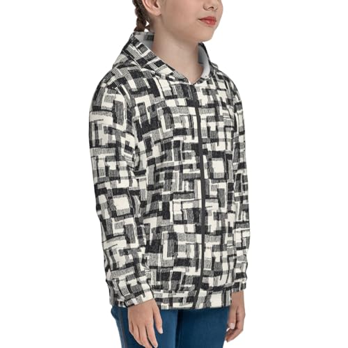 Abstract Patchwork Graphics Kids Pullover Hoodies Boys Zip Up Sweatshirts Girls Athletic Clothes with Pocket4