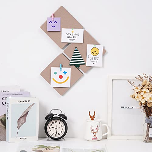 Afumazi 9 Pcs Square Felt Pin Cork Boards For Walls, Adhesive Felt Small Bulletin Board Tiles For Photos, Pictures, Memos (Color C Square) #TOP2