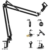 UTime Microphone Stand, Desk Mic Boom Arm Adjustable Microphone Mount Suspension Boomarm for Blue...