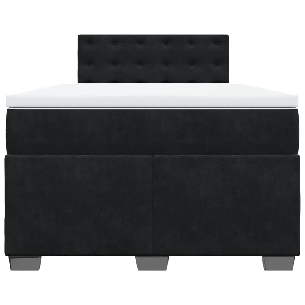vidaXL Boxspringbett, Polsterbett Bett mit Matratze Matratzenauflage, Bettgestell mit Kopfteil Lattenrost, Doppelbett für Schlafzimmer, Schwarz 120x200cm Samt