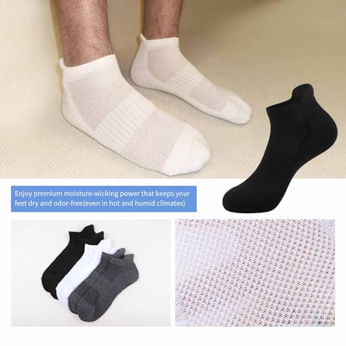 JOYNÉE Mens Ankle Athletic Socks for Men Running Tab Low Cut Socks 6 Pairs Sports Workout Socks,Sock Size 10-133