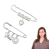 JOVYTH 2 Broches Corazón para Chaqueta de Punto – Broches de Solapa, Imperdible Seguridad Pin, Pullover, Accesorios para la Ropa