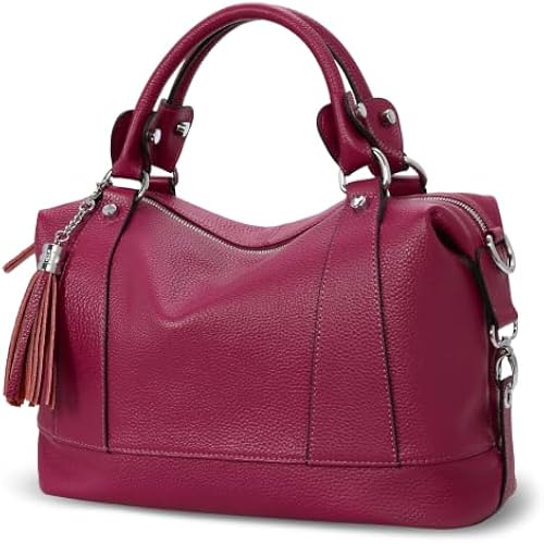 HESHE Genuine Leather Purse for Women Satchel Tote Bags Shoulder Handbags