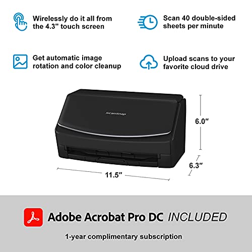 Scansnap Ix1600 Deluxe Color Duplex Document Scanner With Adobe Acrobat Dc Pro For Mac And Pc, Black #TOP5