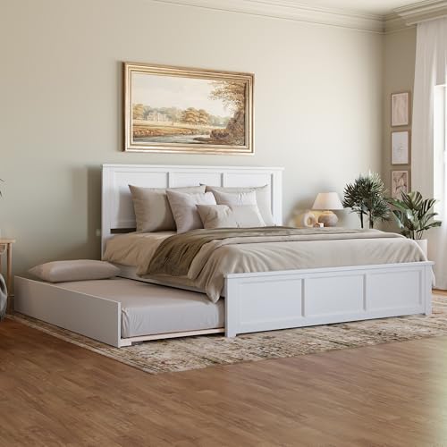 AFI, Madison King Platform Bed with Matching Footboard and Twin XL Trundle, White