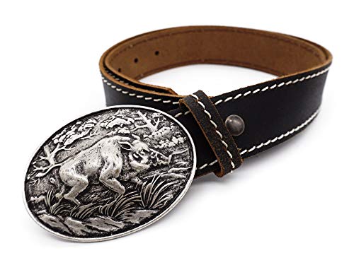 BBM-STYLE Cinturón de piel, diseño de jabalí marrón 120 cm Cover