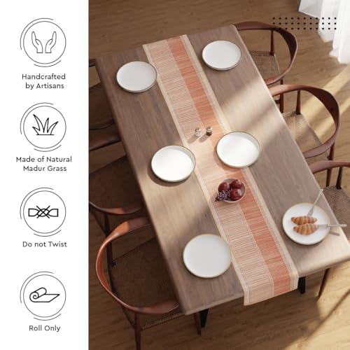 Image of Encasa XO Dining Table Runner 8 Seater, Handcrafted Madurkathi River Grass