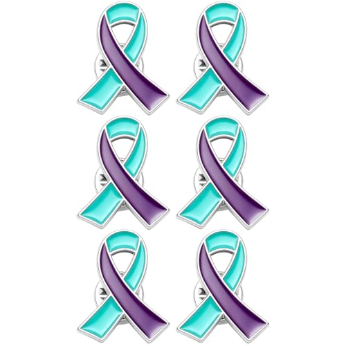 Image of 6Pcs Awareness Enamel Ribbon Lapel Pins Ribbon Brooch Pin for Charity Events Survivor Campaign Party Favors Supplies