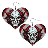 Pendientes de corazón con estampado de fantasmas malvados rojos y negros, elegantes y hermosos, ligeros para mujeres y niñas