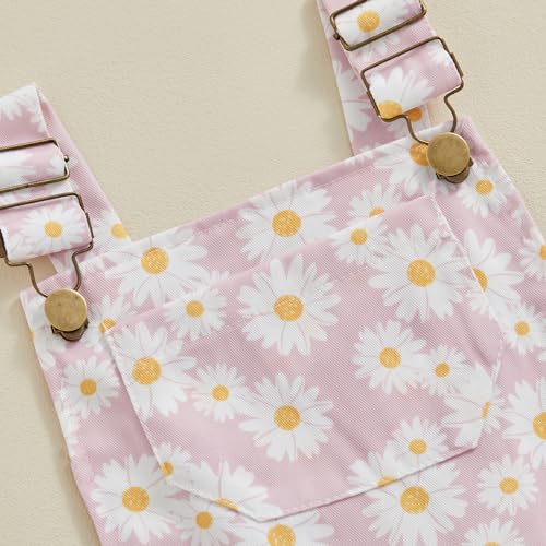 ZZLBUF Toddler Baby Girl Overalls Romper Outfit Kids Ruffle Sleeve Tops T-Shirt + Floral Suspender Pocket Shorts Clothes Set