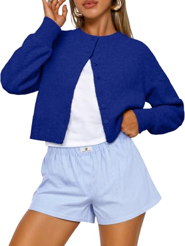 Trendy Queen Cropped Cardigan Sweaters for Women Lightweight Crop Cotton
