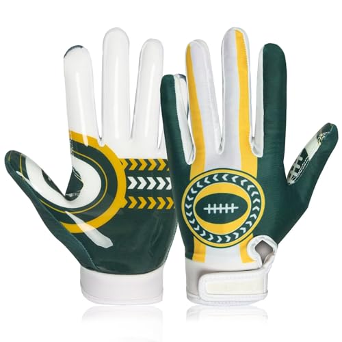 RIGWARL Football Gloves Adult Men, Youth Kids Football Gloves with Super Sticky Grip, Receiver Glove Best Gift for Adult Youth Kids Boys 8-12