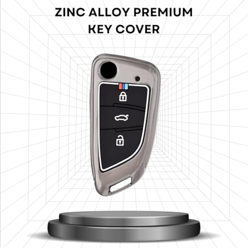Image of KEYCEPT Metal Alloy Key Cover Compatible with Universal ZS EV, MG Astor with smart Key with Keychain (Long Keychain).