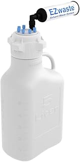 EZwaste HPLC Solvent Waste System, 5L Heavy Duty Reusable Carboy, 83mm (83B) VersaCap with Six (6X) Ports for 1/8 Inch O.D. Tubing