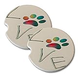 Elements of Space Round Sandstone Car Coaster (Set of 2) - Dog Paw Love Design