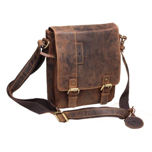 Greenburry Vintage Überschlagtasche Leder Handtasche braun | 22x25x8cm