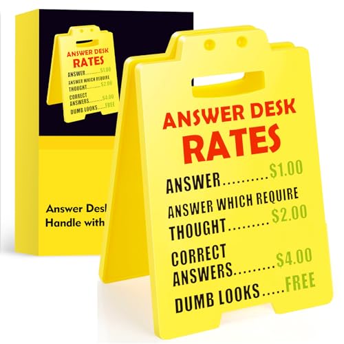 Office Decor Desk Accessories Answer Desk Rates Sign with Humorous Quotes for Office Decor Hilarious Funny Gag Gifts for Coworkers Perfect Boss Gifts for Women Men & Valentines Day Sarcastic Cubicle Accessories