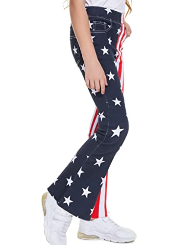 Girls Bell Bottom Jeans 3-14 Years Kids American Flag Flare Pants Denim Elastic High Waisted Slimming #TOP3