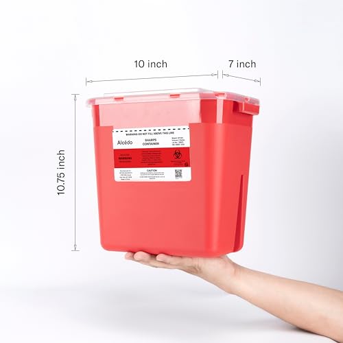 Alcedo Sharps Container for Home Use 2 Gallon (5-Pack), Biohazard Needle and Syringe Disposal, Professional Medical Grade