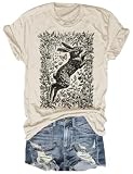 Beopjesk Women's Summer Cottagecore Rabbit Printed T-Shirt Funny Cute Animal Easter Graphic Tees Tops(1226-Rabbit,M)