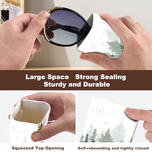 Image of Anikathy 2Pcs Sunglass Eyeglass Glasses Case Soft PU Leather with Cleaning Cloth Portable Glasses Pouch Bag for Men Women