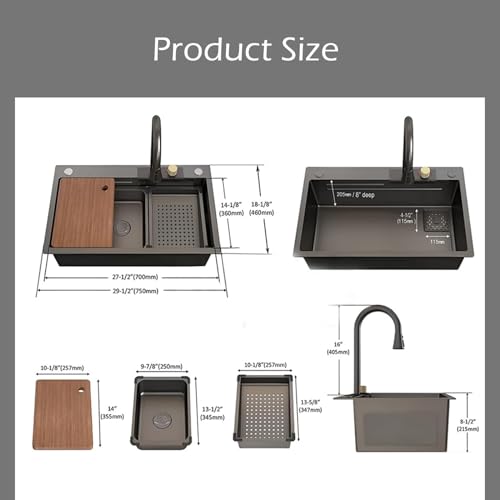 Image of 304 Grade Stainless Steel Sink For Kitchen & Free Stainless Steel Counter Top | 30 X 18 X 9 Inchs | With Anti Scratch Honeycomb Design | Nano Coated | Multifunction