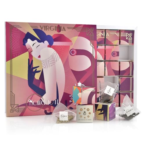 NOVECENTO TE' - Novecento Tè® Virginia | Coffret cadeau d'infusions de tisanes | Assortiment de thé noir, thé oolong, thé vert, infusion digestive à la citronnelle - 25 filtres | Pack de thé cadeau