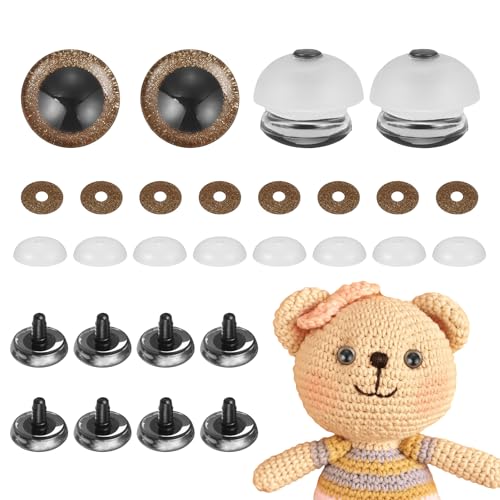 Yeux de sécurité anti-arrachement plastique 3D marron 30 mm pour loisirs créatifs