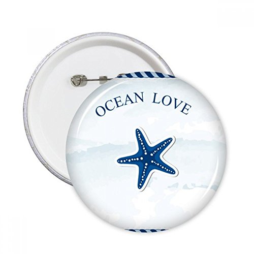 Pins rond bleu Étoile de mer d'amour badge pour vêtements style marin lot de 5 L