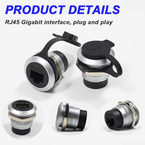Conector panel RJ45 CAT6 blindado con tapa impermeable miniatura 5
