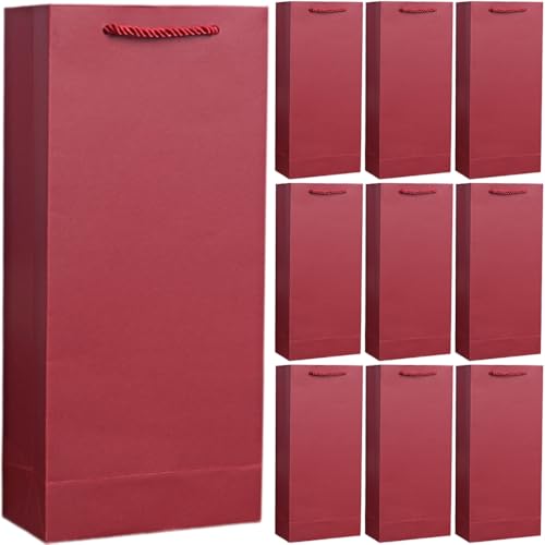 Chicer ワインバッグ 紙袋 ギフト用 ワイン 袋 おしゃれ (ワインレッド, ダブル10枚)