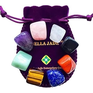 Bella Jade Healing Crystals for Use as 7 Chakra Stones, Worry Stones, Hot Spa Rock & Massage Stones for Grounding Balancing Soothing Meditation Reiki (Set of 8)