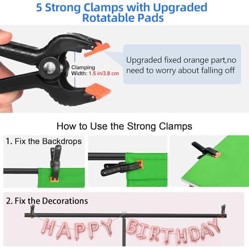HEMMOTOP Green Screen Backdrop Kit, 8x6.8ft Wider Green Screen with Stand, Portable Chromakey Greenscreen Background with Stand, Spring Clamps, Carrying Case for Zoom, Streaming, Video