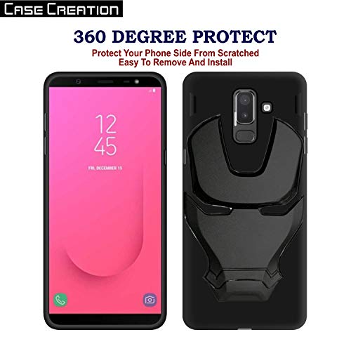 Image of COVERLY Official 3D Touch Feel Trending Real Hero Avenger Logo Mask Soft Rugged Grip Iron Man Super Power Cartoon Movie Silicone Matte Strong Back Cover for Samsung Galaxy On8 (2018) - Black