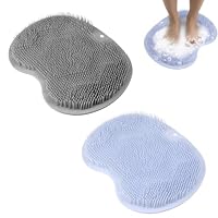 2 Stück Fußbürste, Silikon Matte Badematte, Fußbürste Dusche Fußmassagegerät, Fußwäscher Bath Massage Pad für Fußpflege Entspannung, Reinigt Peeling Massage(Gray, Blau)