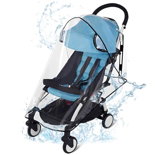 OIXEYA Protector Lluvia Carro Bebe Universal, Plastico Lluvia Silla Paseo Universal, Transparente, Impermeable y a Prueba de Iluvia